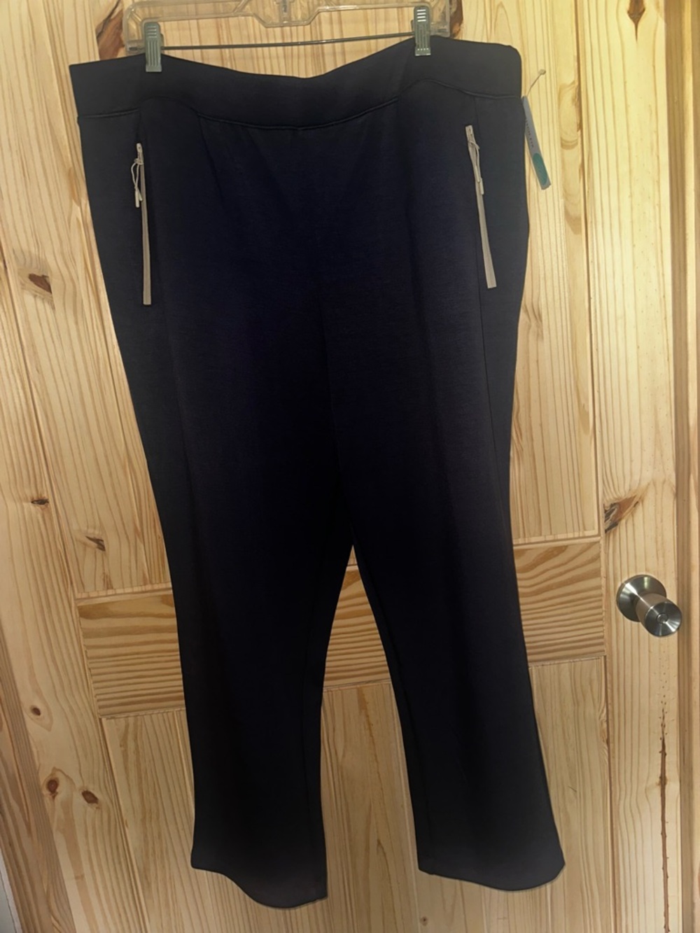 Tribal Wide Leg Sweat Pants in Blue with Gold Zipper Accents